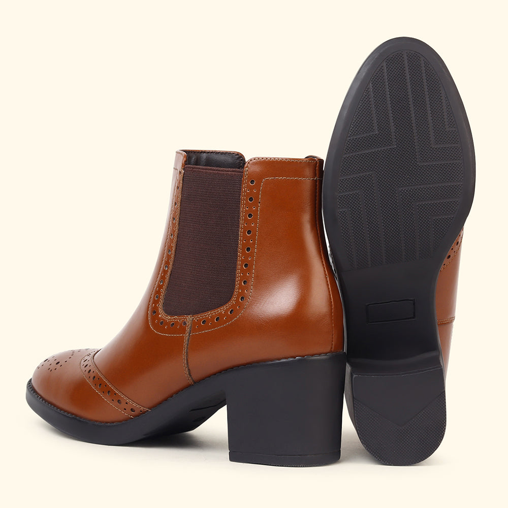 Midnight Brogue Ankle Boots for Women