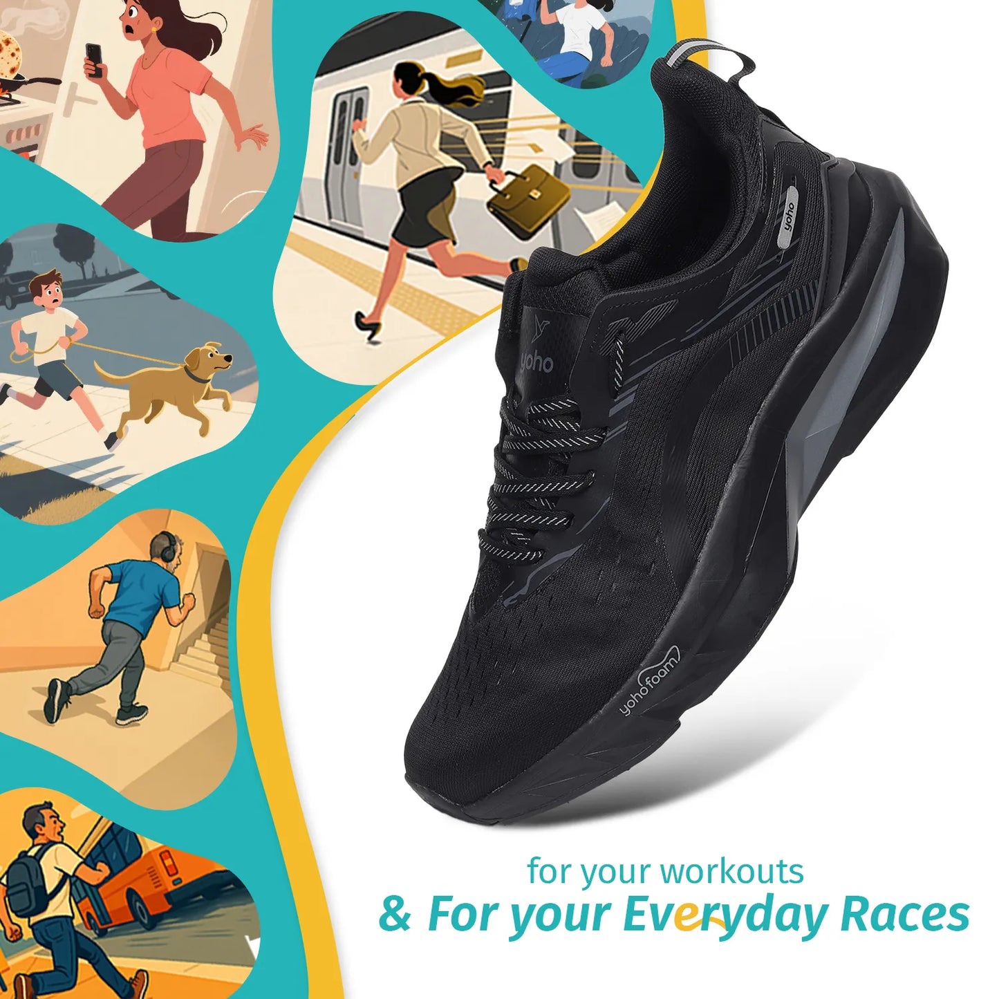 PitStop 1100 Sports Shoes for Men - Deep Sea Black