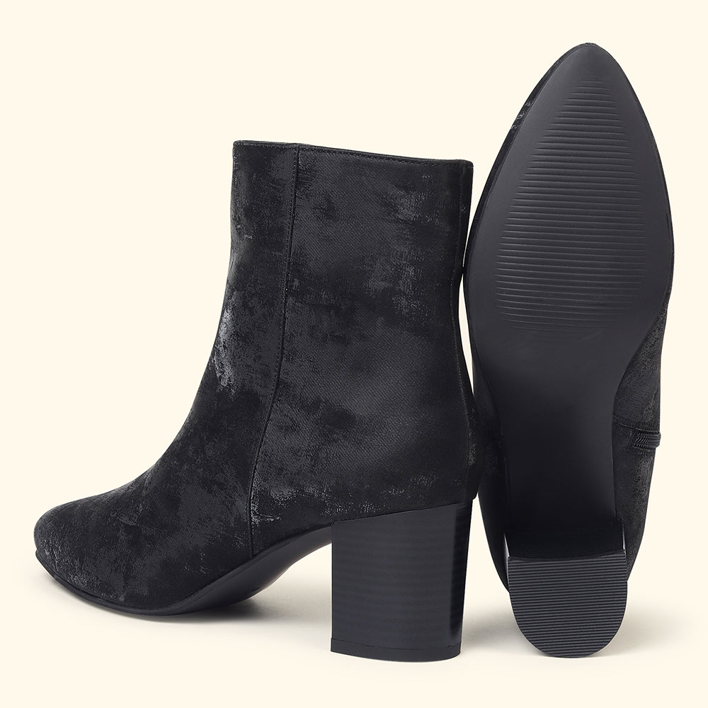 Midnight Velvet Ankle Length Boots for Women
