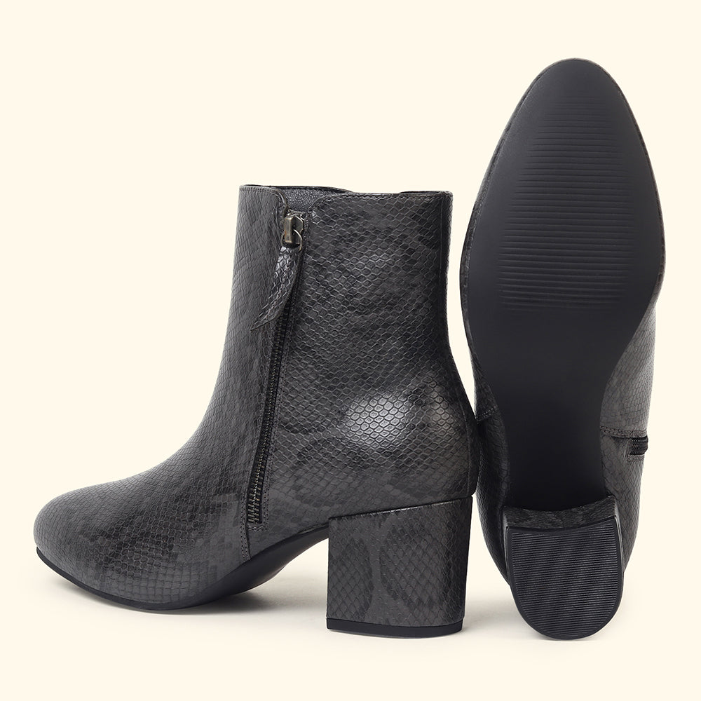 Midnight Faux Sheen Ankle Length Boots for Women