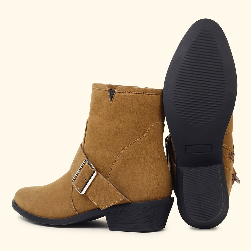 Side buckle Suede Ankle Boots for Women