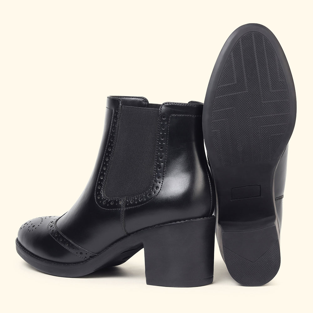 Midnight Brogue Ankle Boots for Women