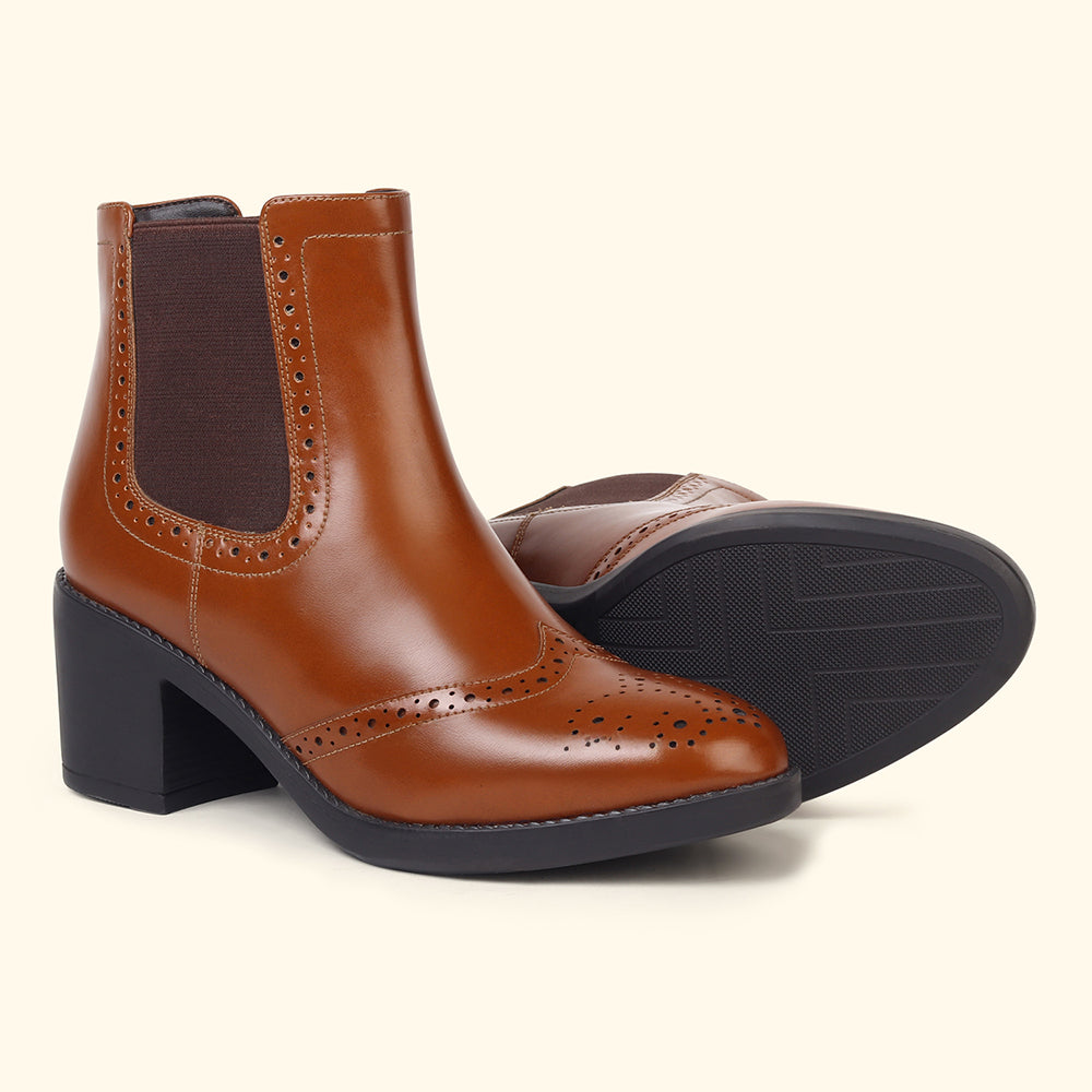 Midnight Brogue Ankle Boots for Women