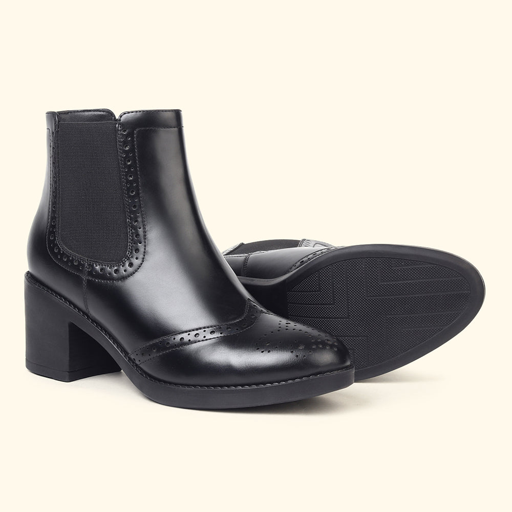 Midnight Brogue Ankle Boots for Women