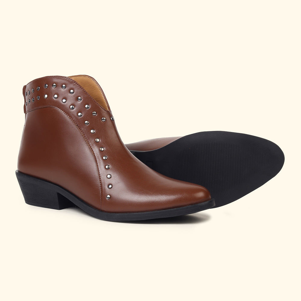 Stellar Rivets Ankle Length Boots for Women