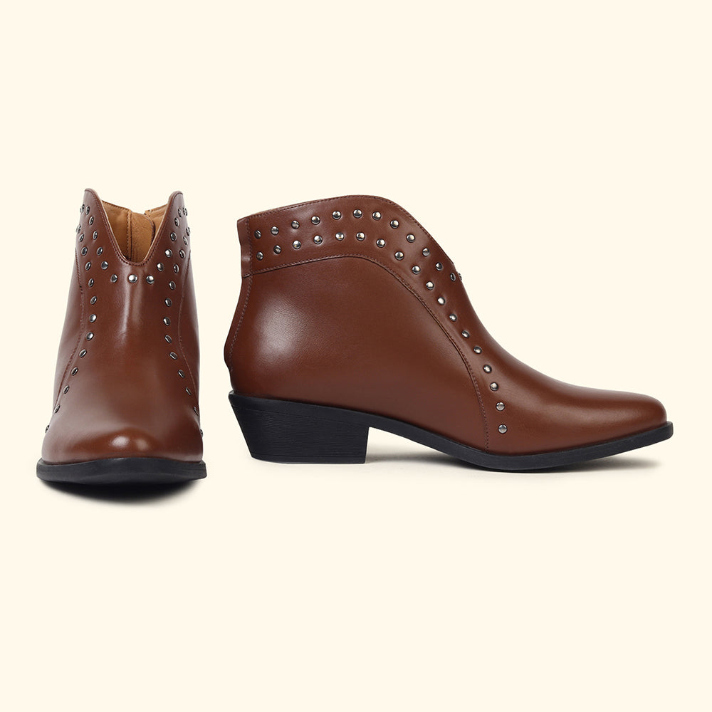 Stellar Rivets Ankle Length Boots for Women