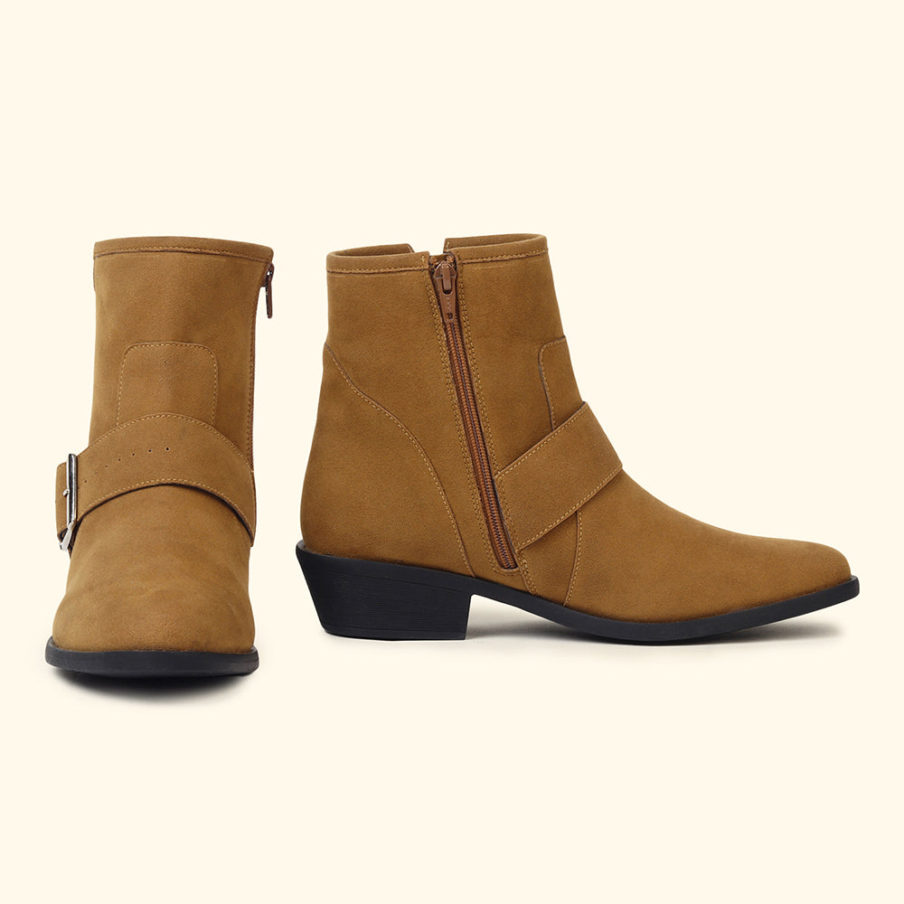 Side buckle Suede Ankle Boots for Women