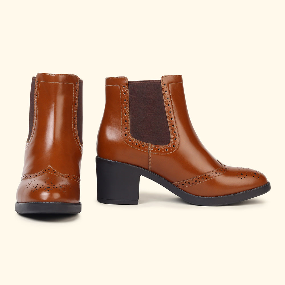 Midnight Brogue Ankle Boots for Women