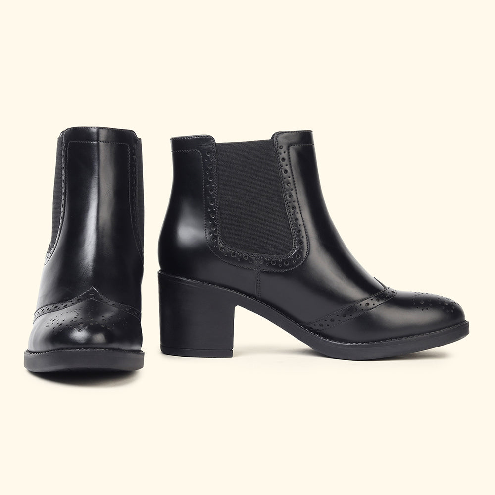Midnight Brogue Ankle Boots for Women