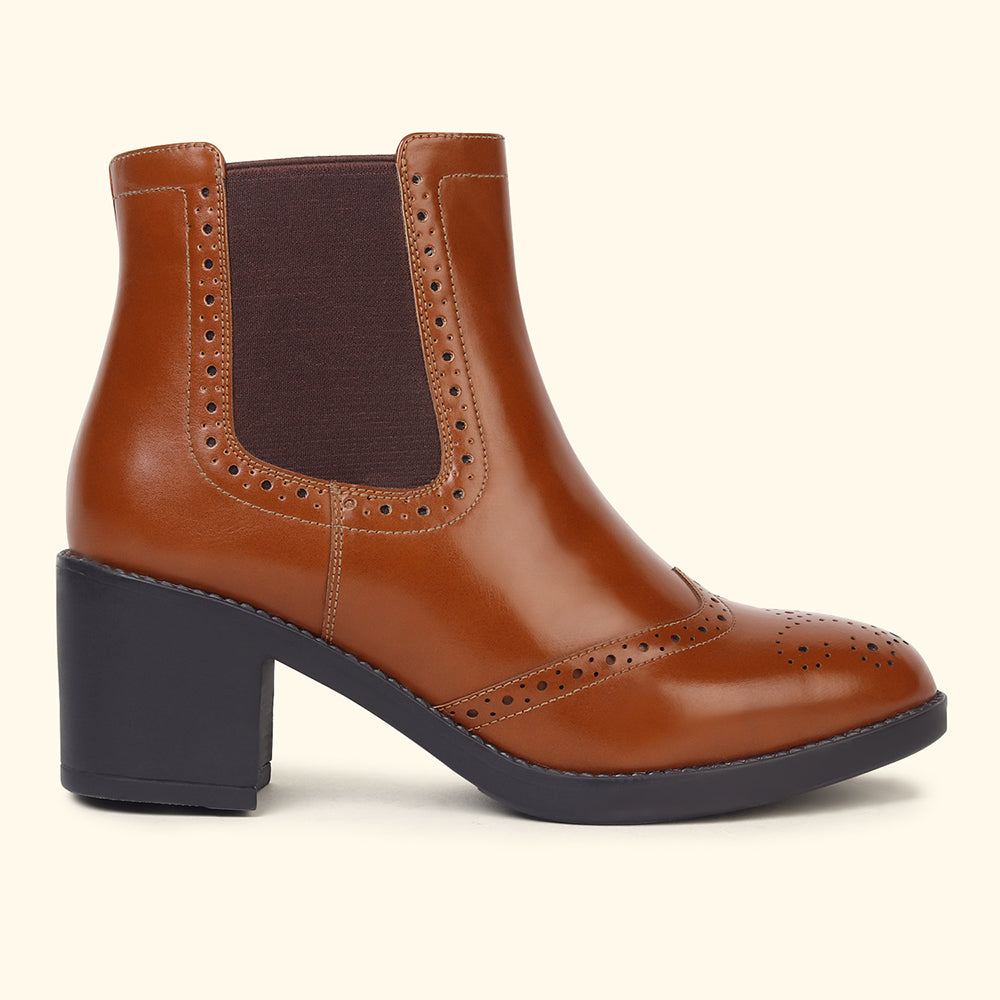 Midnight Brogue Ankle Boots for Women