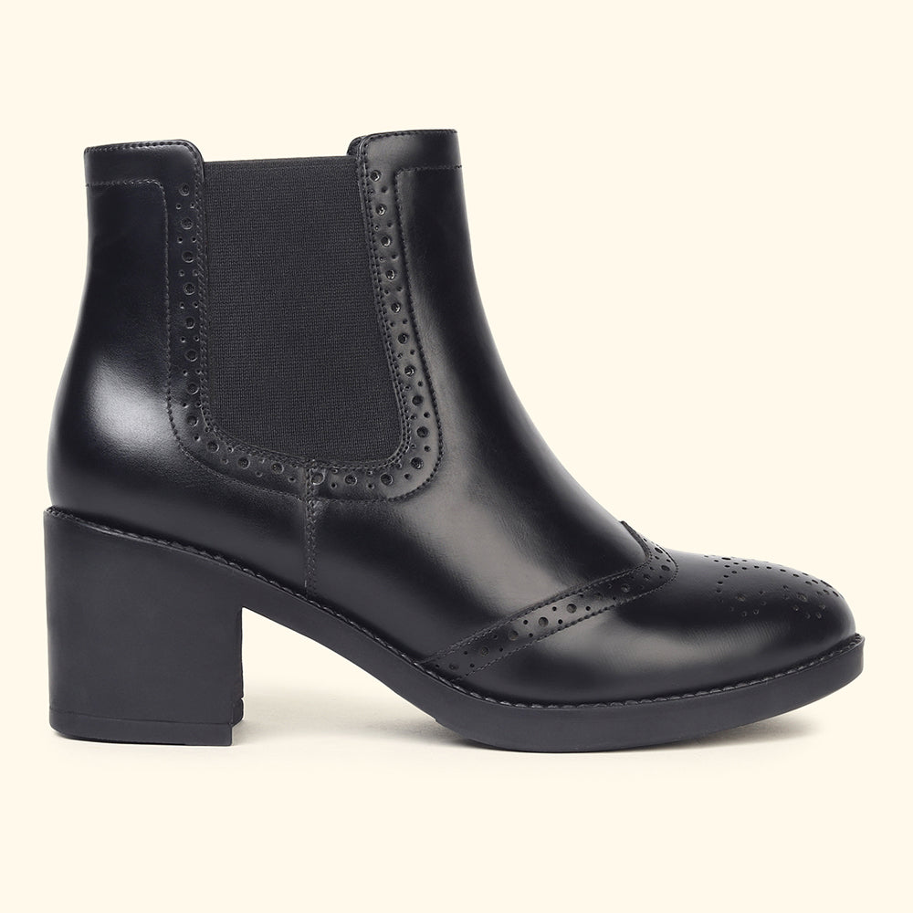 Midnight Brogue Ankle Boots for Women