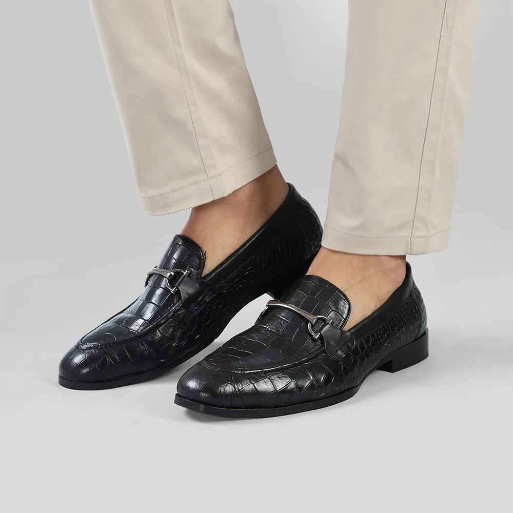Lofos Elite Croc Loafers for Men - Classic Black
