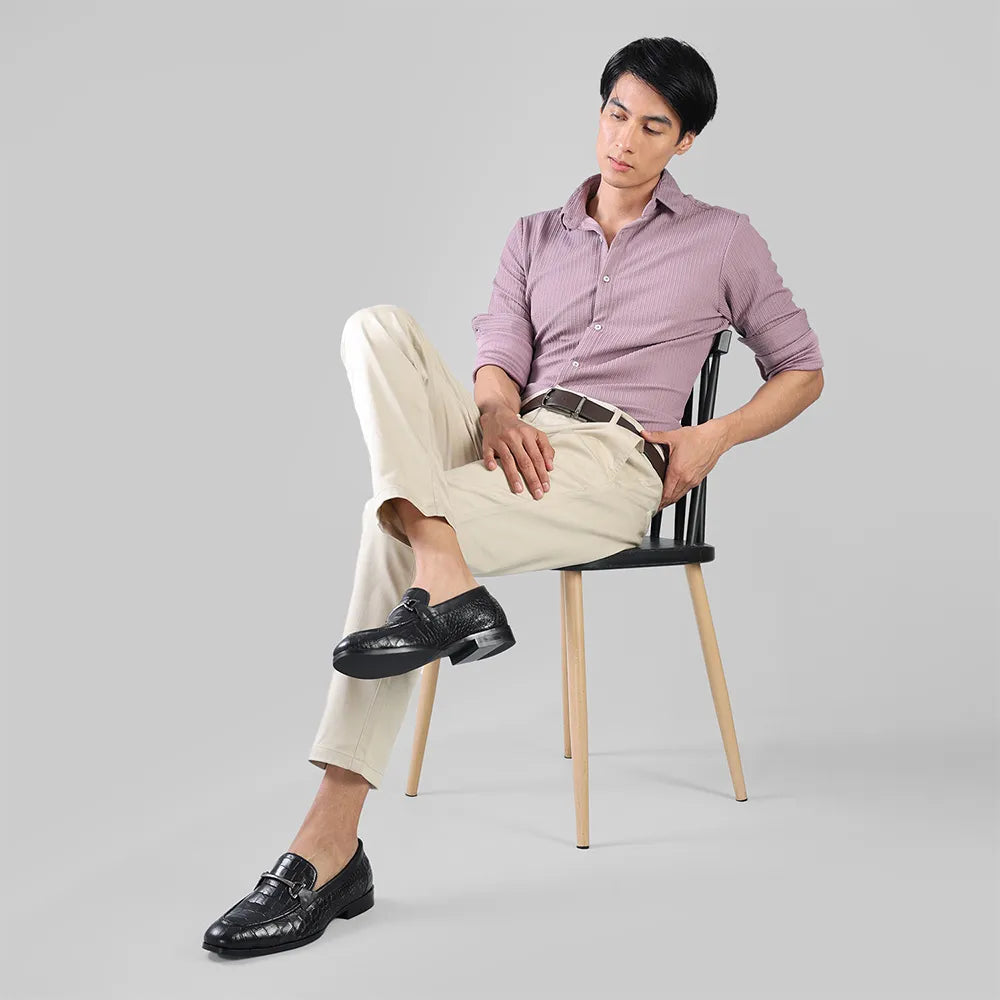 Lofos Elite Croc Loafers for Men - Classic Black