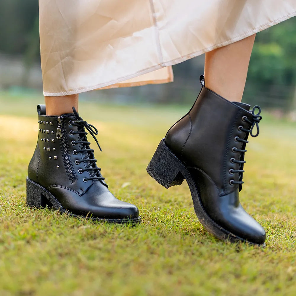 Slays Studded Combat  Ankle Boots for Women