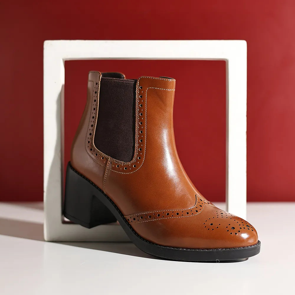 Midnight Brogue Ankle Boots for Women