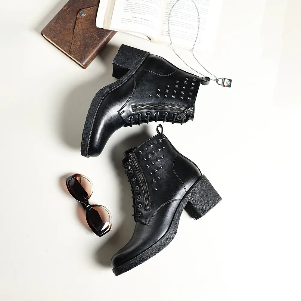 Slays Studded Combat  Ankle Boots for Women