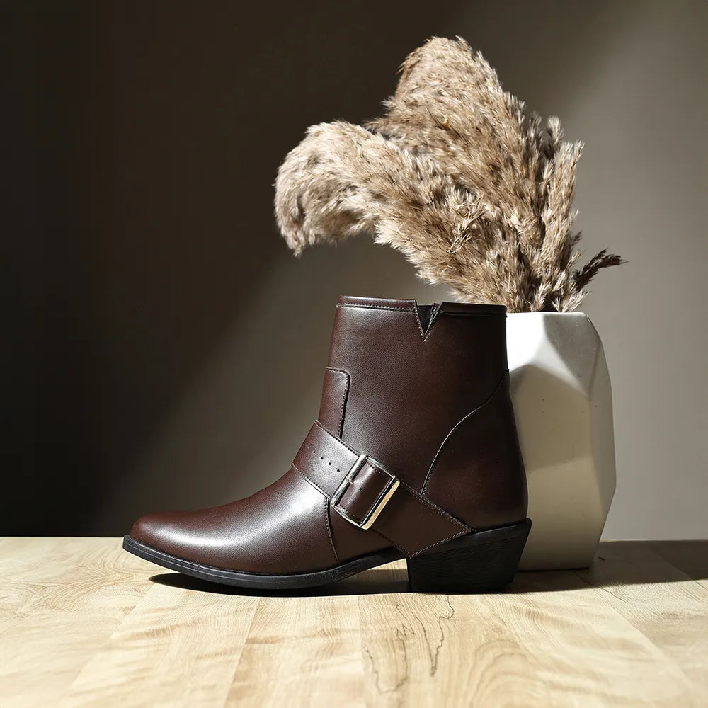 Side buckle Suede Ankle Boots for Women