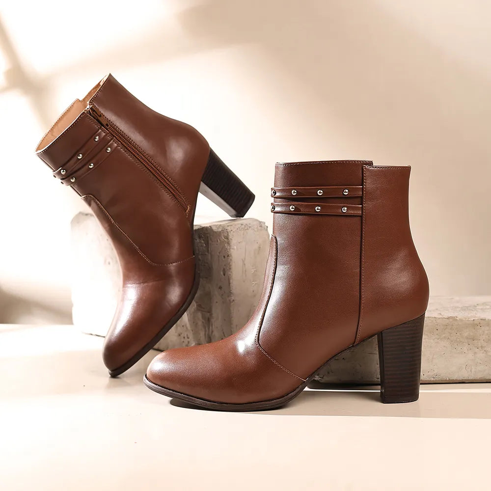 Stellar Metal Studs Ankle Length Boots for Women