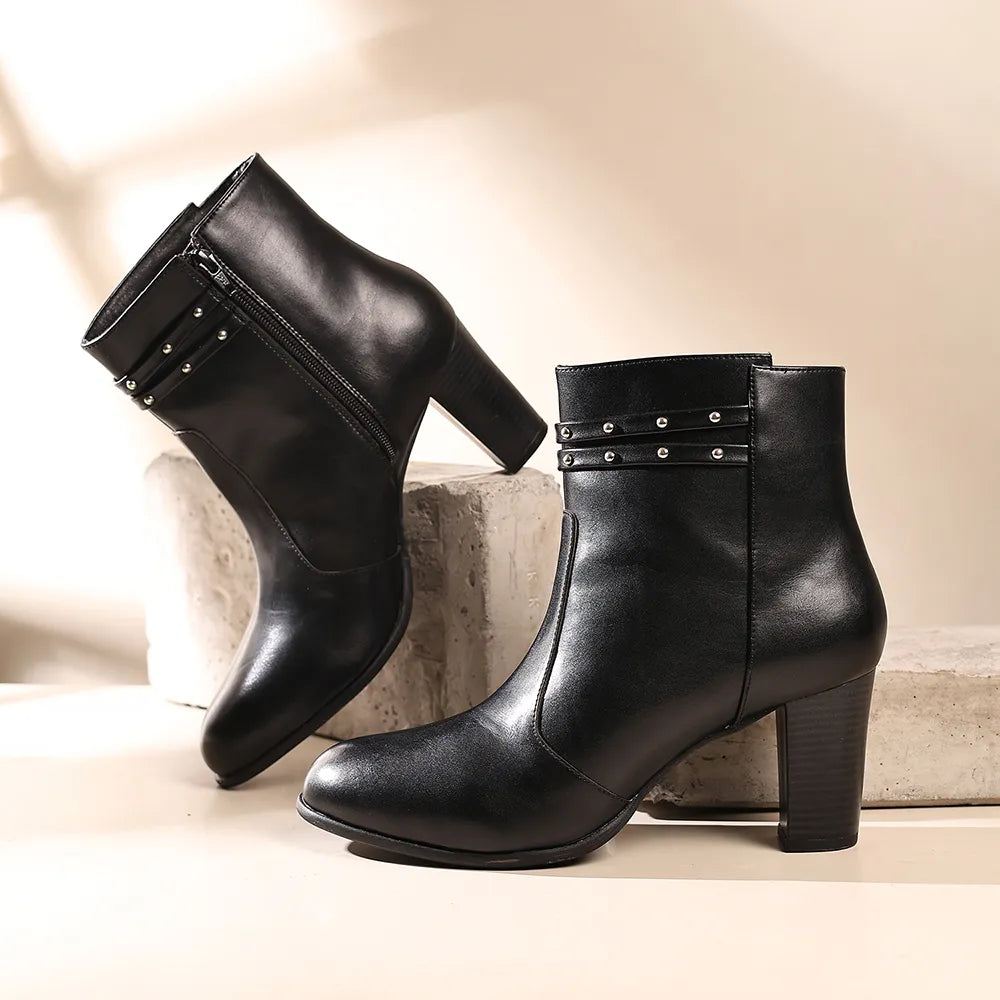 Stellar Metal Studs Ankle Length Boots for Women