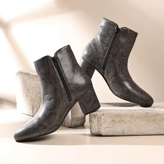 Midnight Faux Sheen Ankle Length Boots for Women