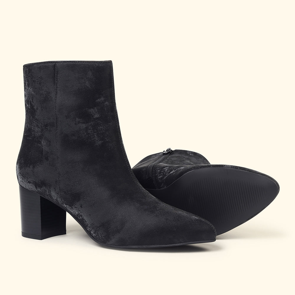 Midnight Velvet Ankle Length Boots for Women
