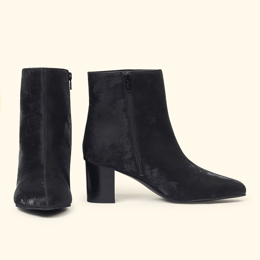 Midnight Velvet Ankle Length Boots for Women