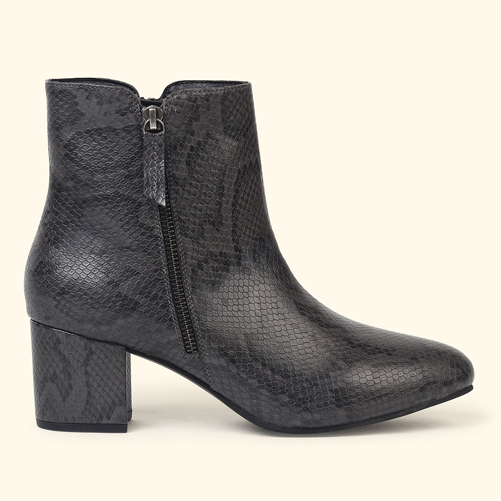 Midnight Faux Sheen Ankle Length Boots for Women