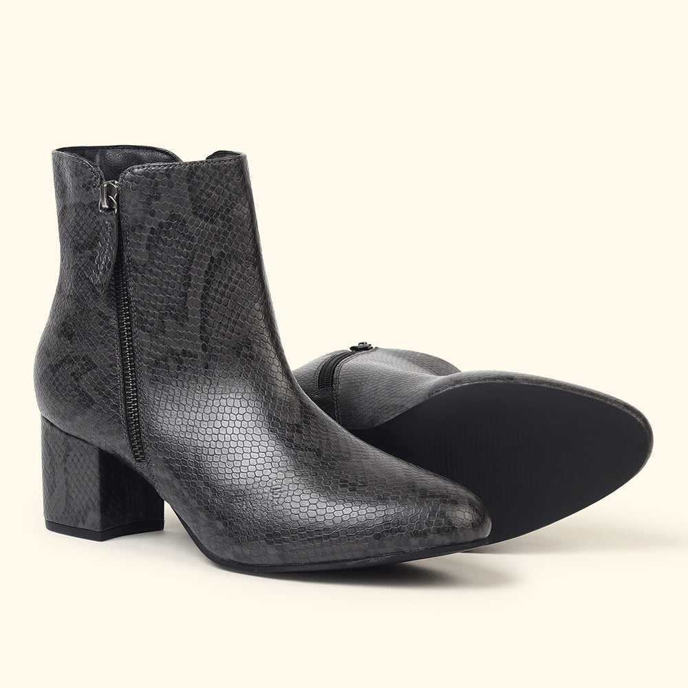 Midnight Faux Sheen Ankle Length Boots for Women
