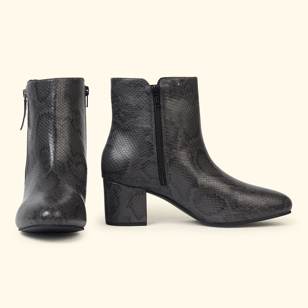 Midnight Faux Sheen Ankle Length Boots for Women
