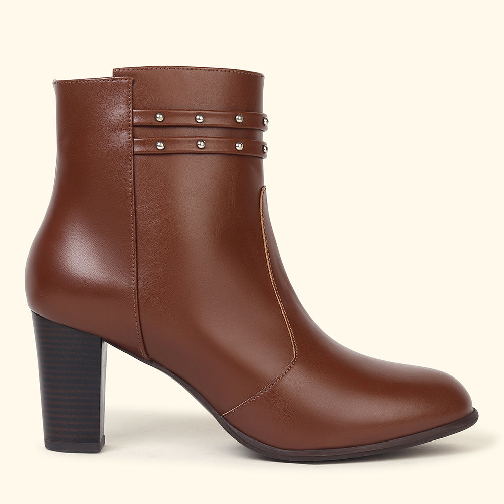 Stellar Metal Studs Ankle Length Boots for Women