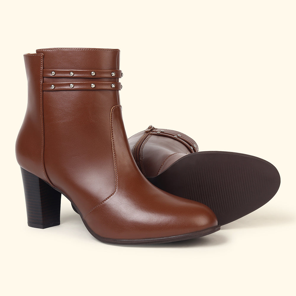 Stellar Metal Studs Ankle Length Boots for Women