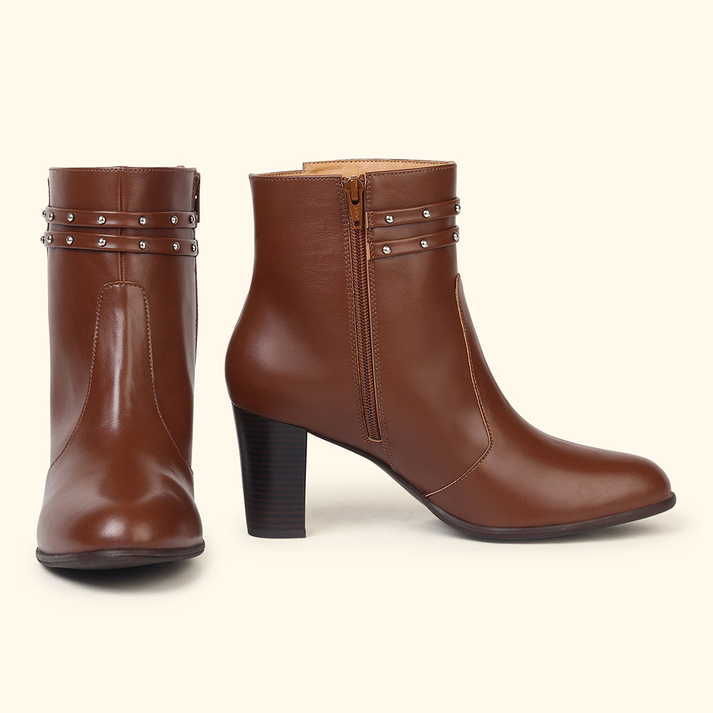 Stellar Metal Studs Ankle Length Boots for Women